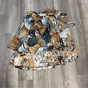 First Impressions Blue Brown Wrap Skirt